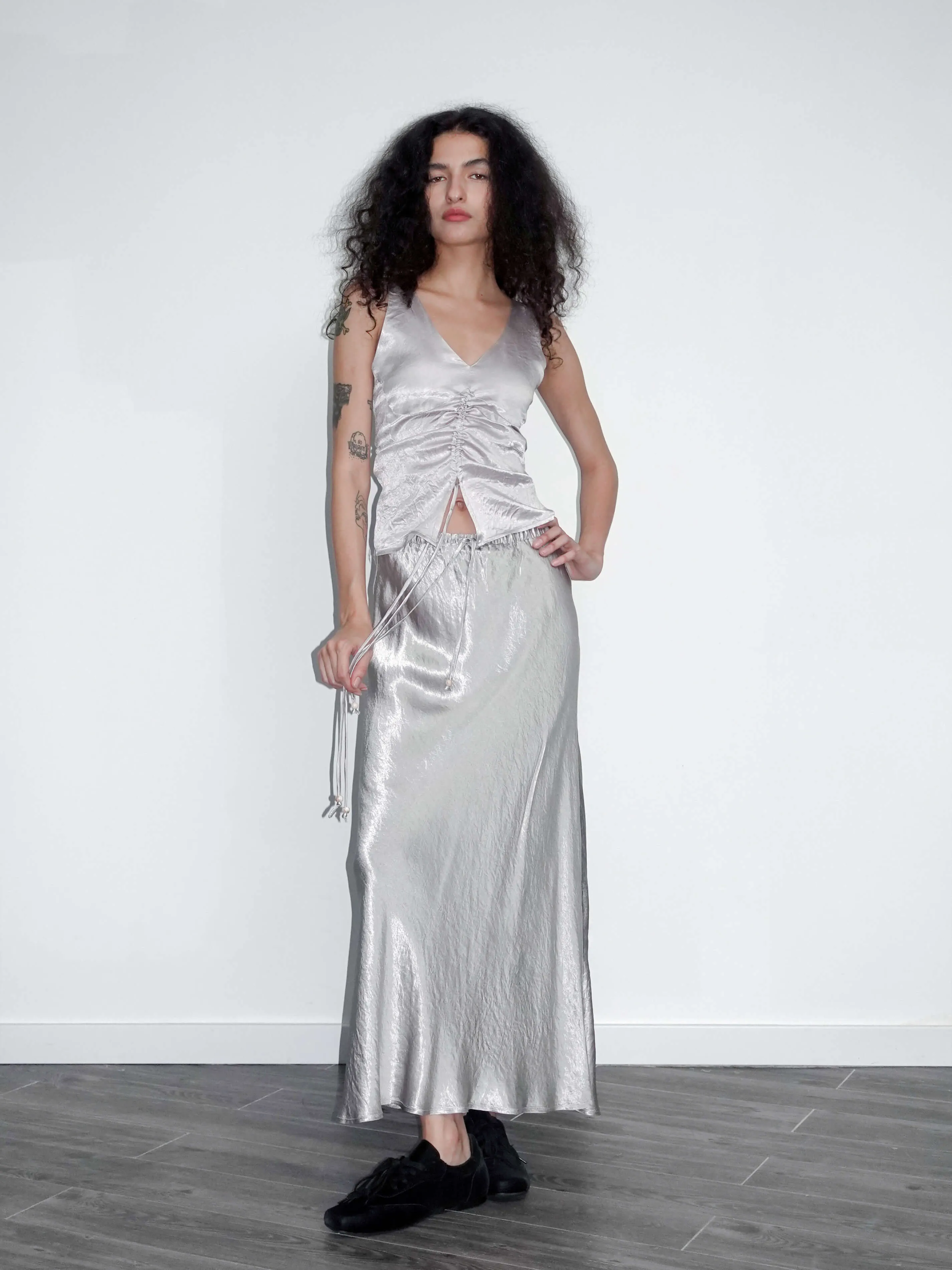 100% Heavyweight Acetate Bias Cut Skirt