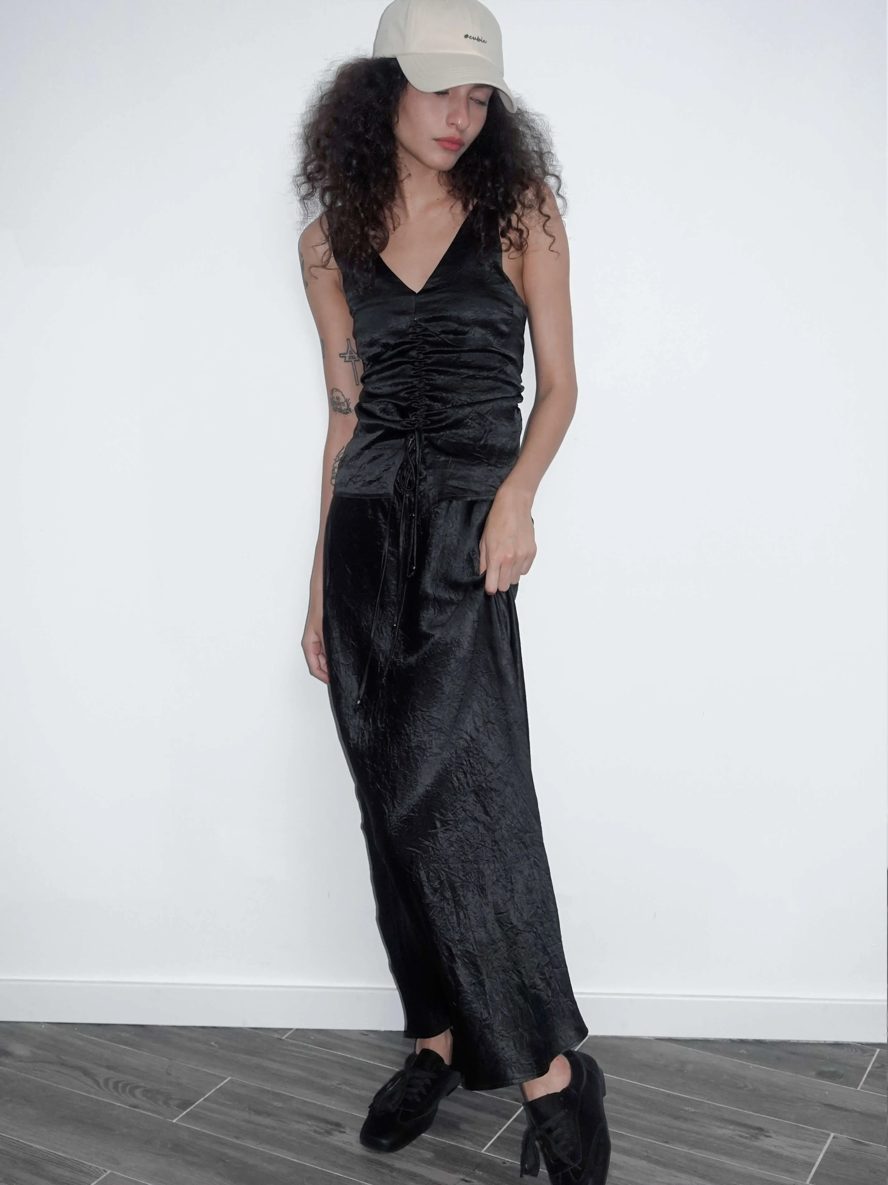 100% Heavyweight Acetate Bias Cut Skirt