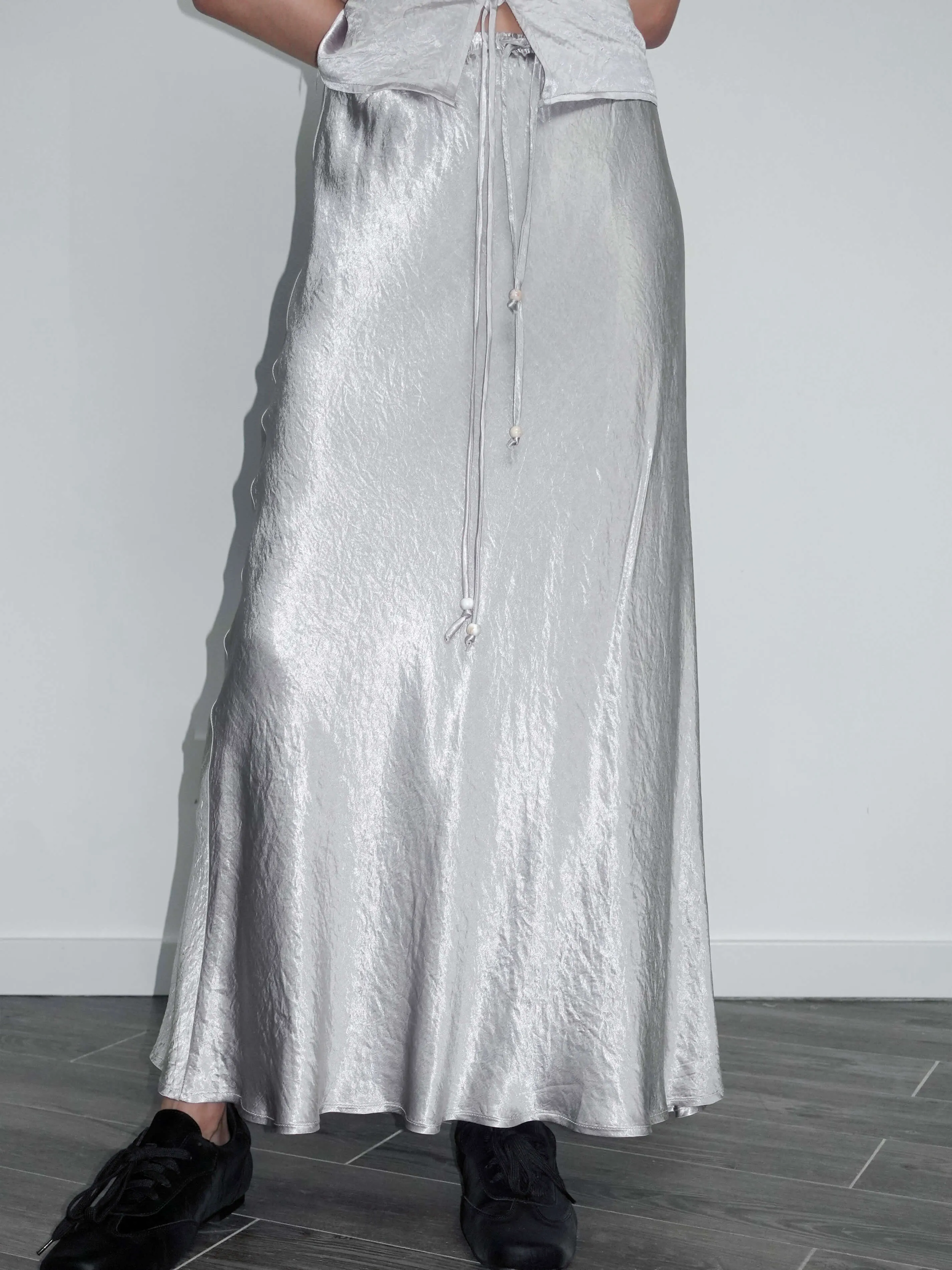 100% Heavyweight Acetate Bias Cut Skirt