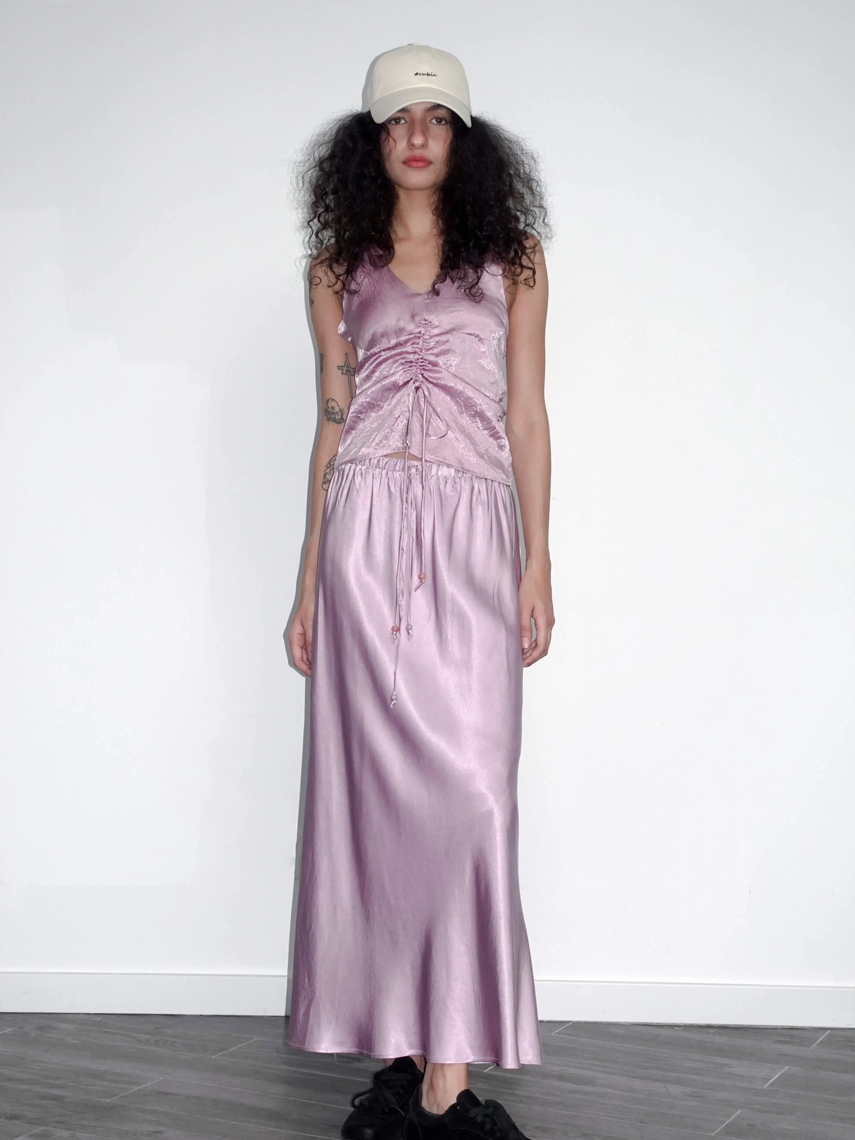 100% Heavyweight Acetate Bias Cut Skirt