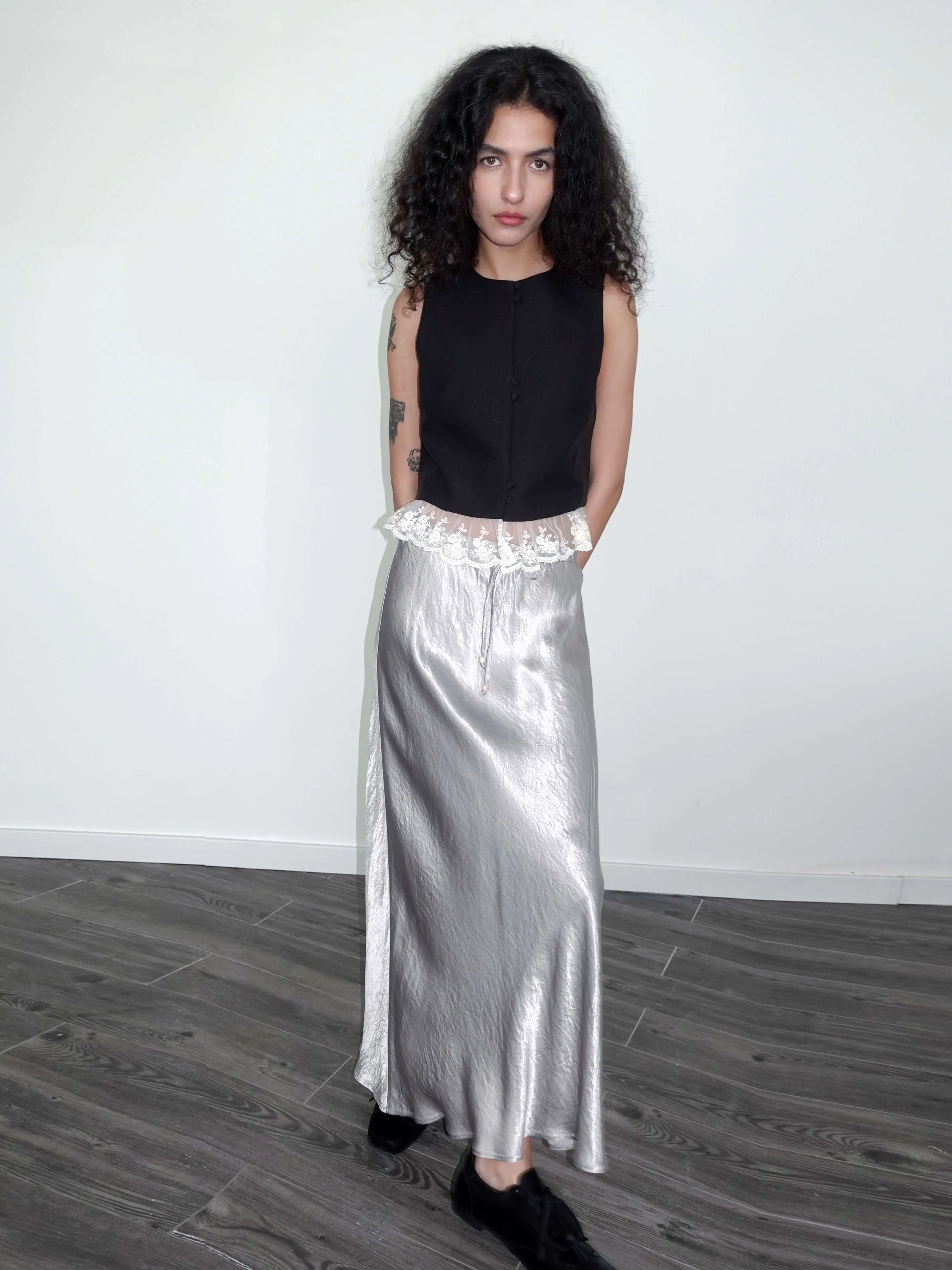 100% Heavyweight Acetate Bias Cut Skirt