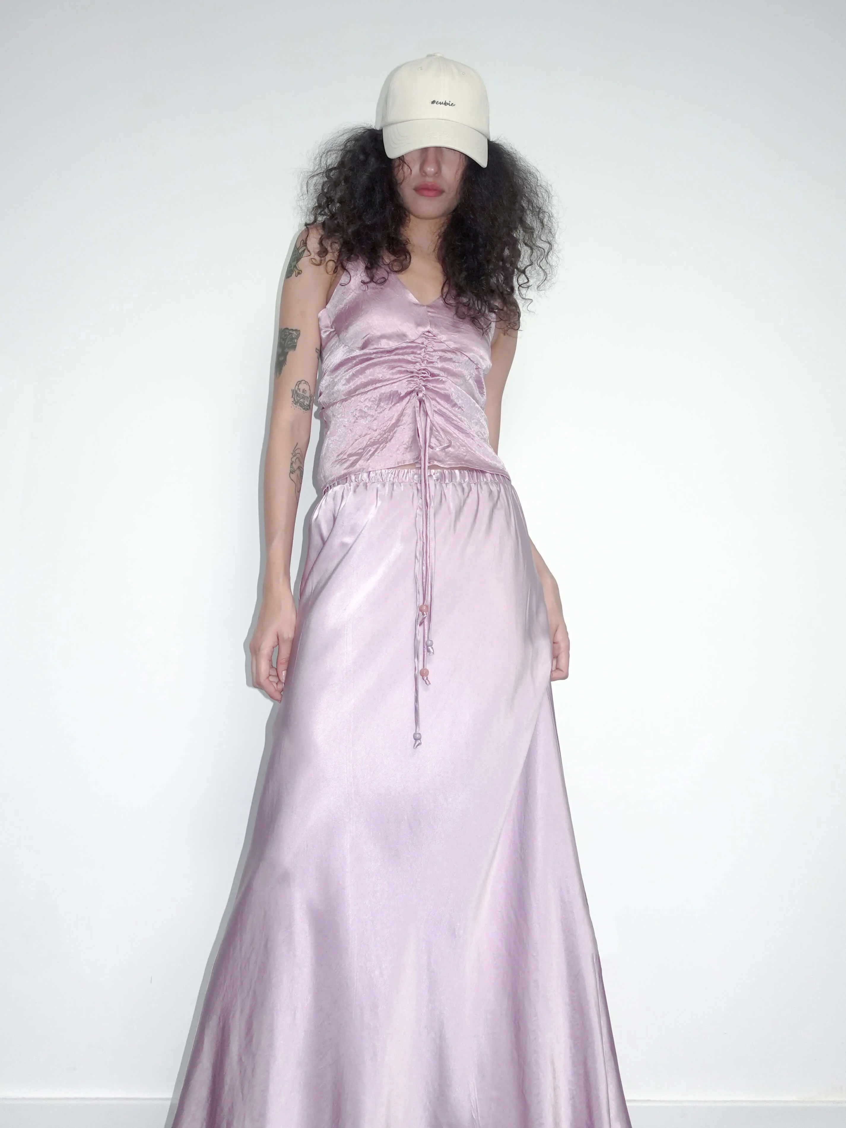 100% Heavyweight Acetate Bias Cut Skirt