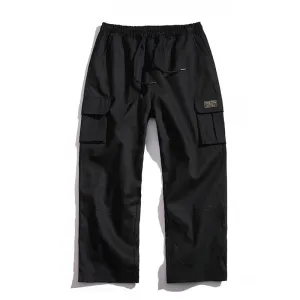 2021 Men Multi-pocket Elastic Waist Design Harem Pant Street Punk Hip Hop Red Casual Trousers Joggers Male Army Cargo Pants