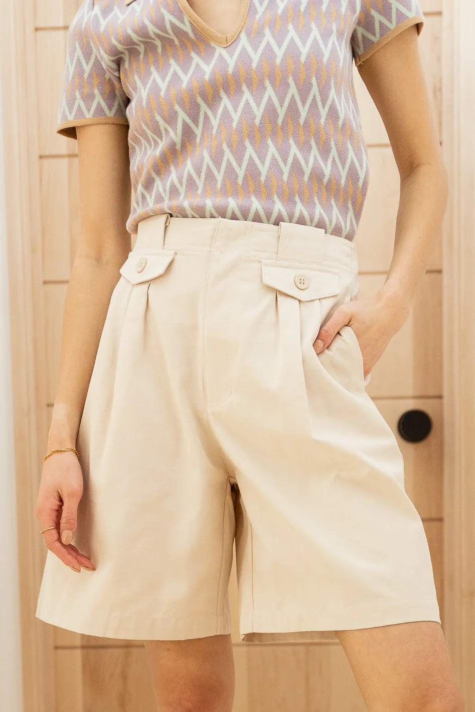 Amelia Bermuda Shorts in Khaki - FINAL SALE