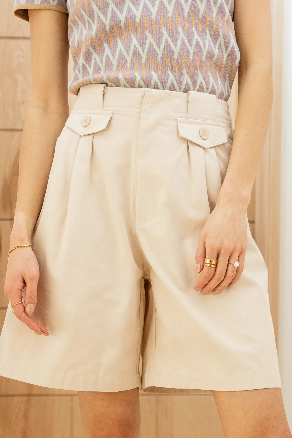 Amelia Bermuda Shorts in Khaki - FINAL SALE
