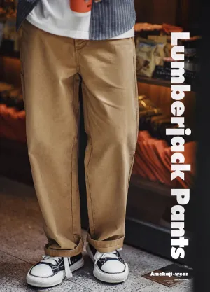 American Retro Workwear Loose Wide-Leg Straight Men's Trousers