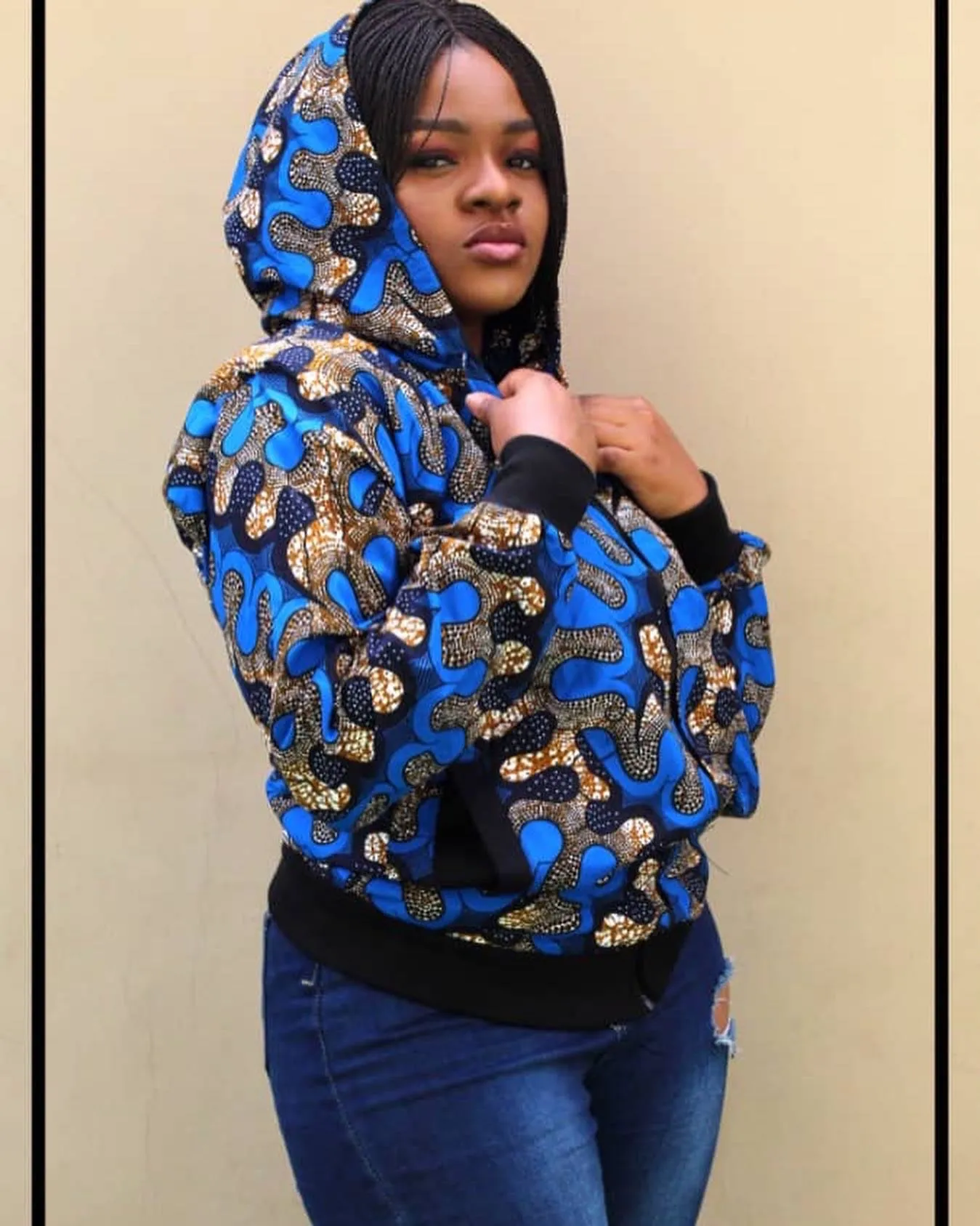 Ankara Bomber Jacket with Hoodie