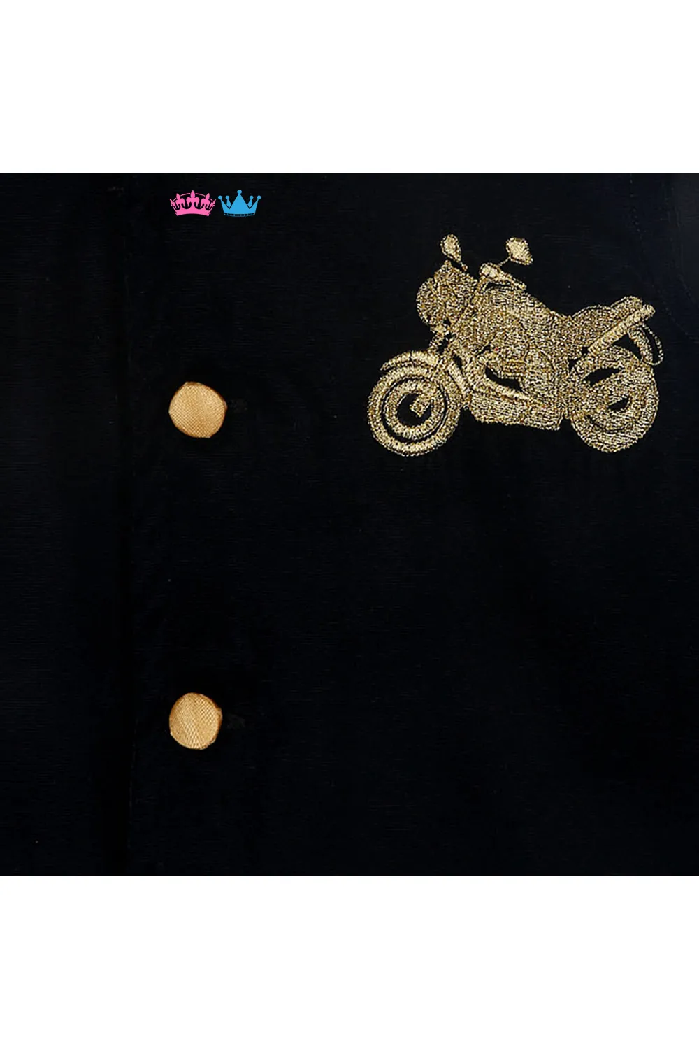 Bike embroidered organic black velvet jacket