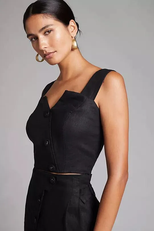 Black Linen Short Set