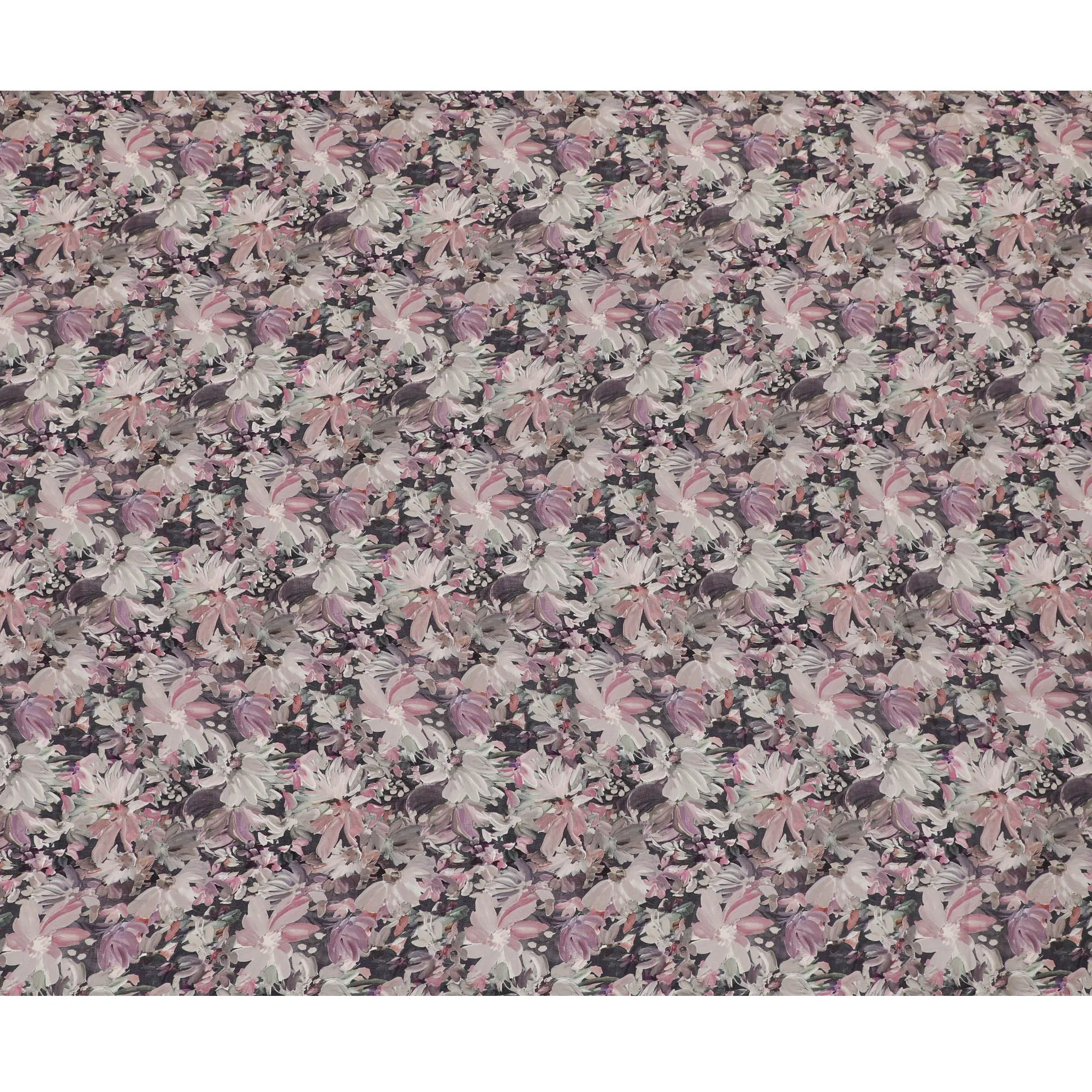 Black synthetic crepe fabric with multicolor print in floral design-D16723