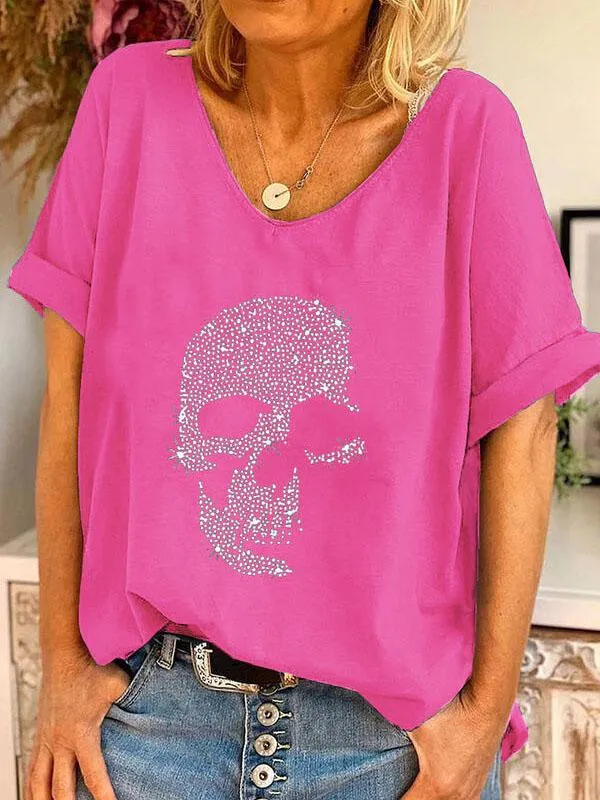 Black T-Shirt with Rhinestone Detail