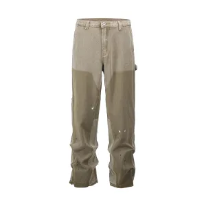 Bonsir Streetwear Washed Patchwork Baggy Jeans for Men Straight Contrast Color Casual Denim Trousers Oversized Loose Cargo Pants