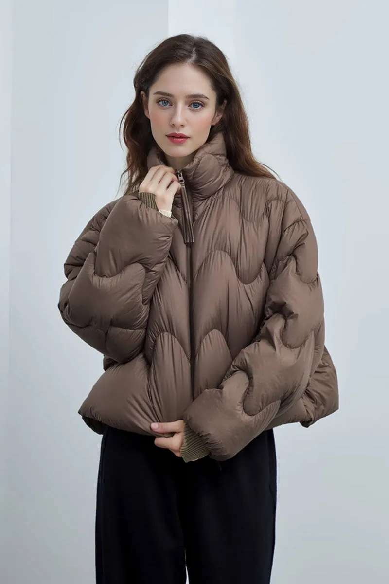 Boxy Quilted Cropped Down Puffer Jacket