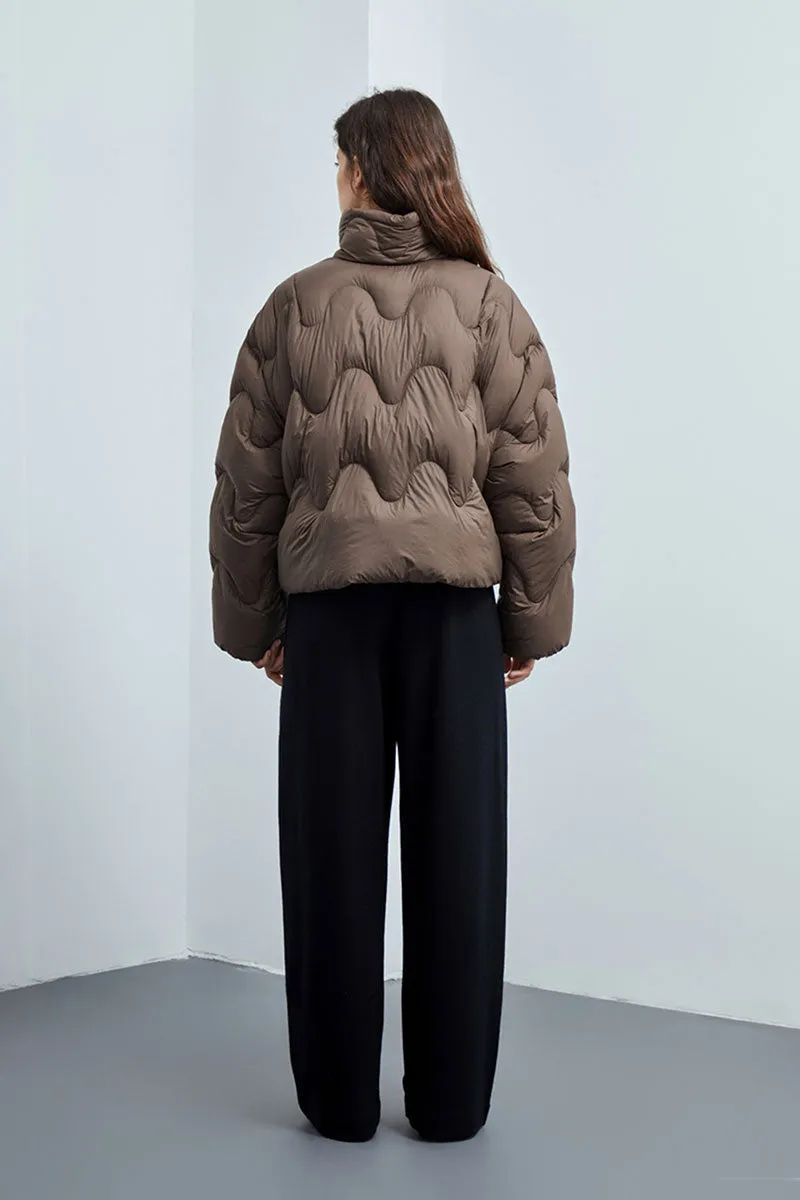 Boxy Quilted Cropped Down Puffer Jacket