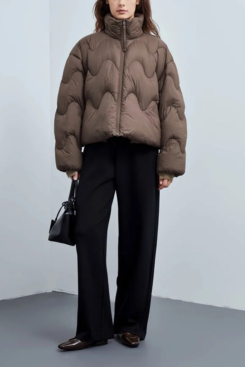Boxy Quilted Cropped Down Puffer Jacket