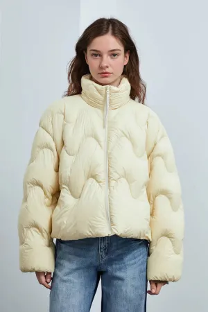 Boxy Quilted Cropped Down Puffer Jacket