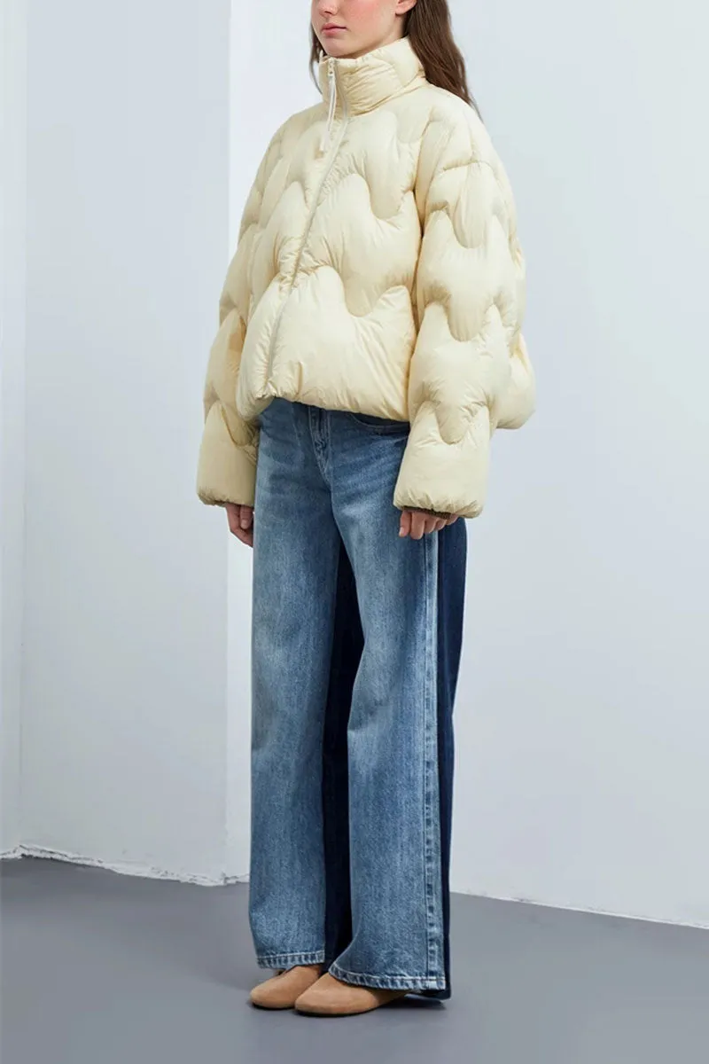 Boxy Quilted Cropped Down Puffer Jacket