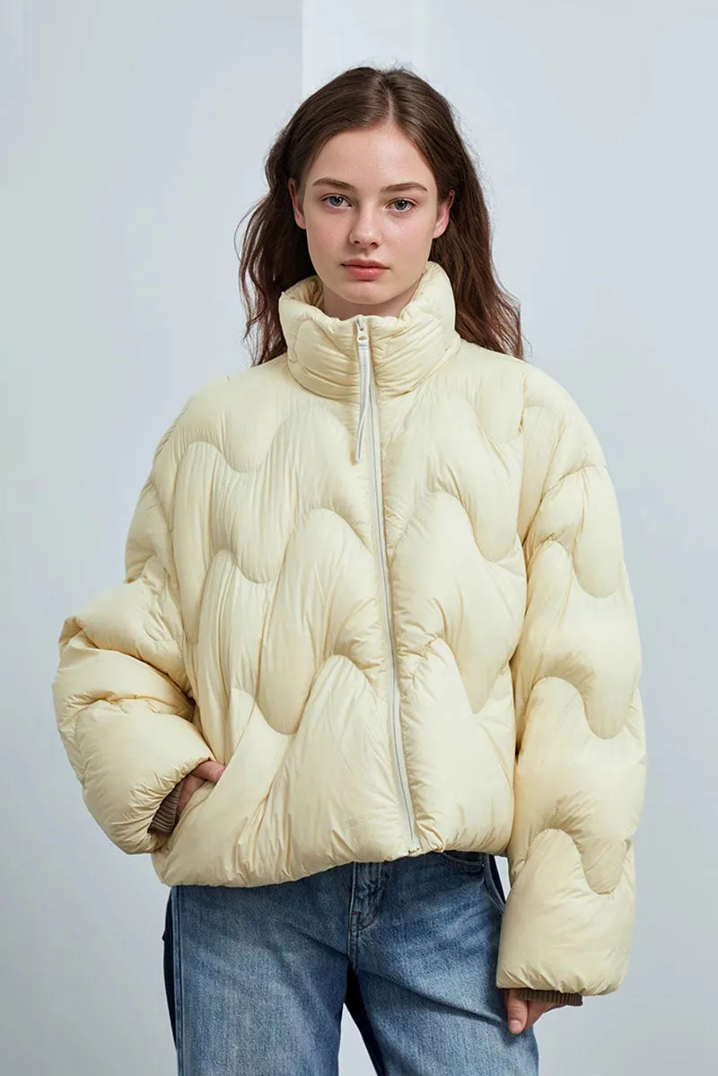 Boxy Quilted Cropped Down Puffer Jacket