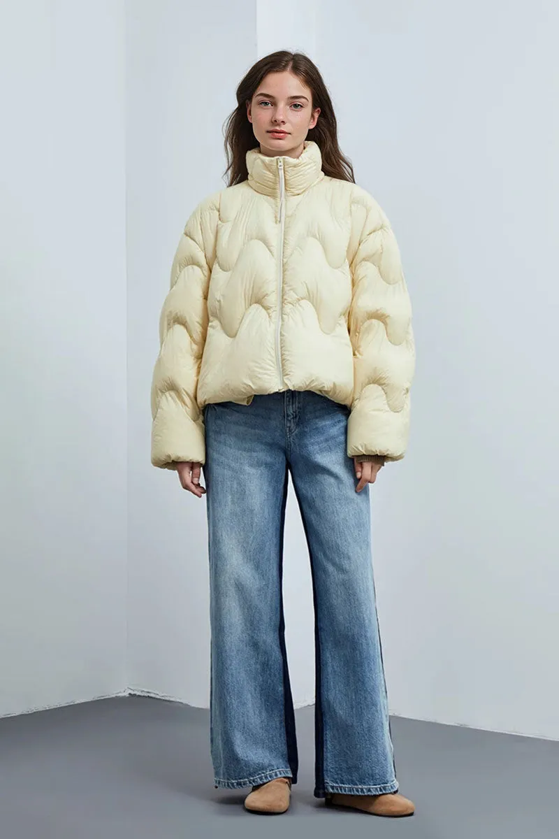 Boxy Quilted Cropped Down Puffer Jacket