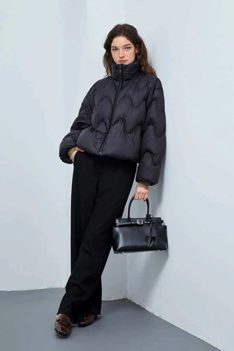 Boxy Quilted Cropped Down Puffer Jacket