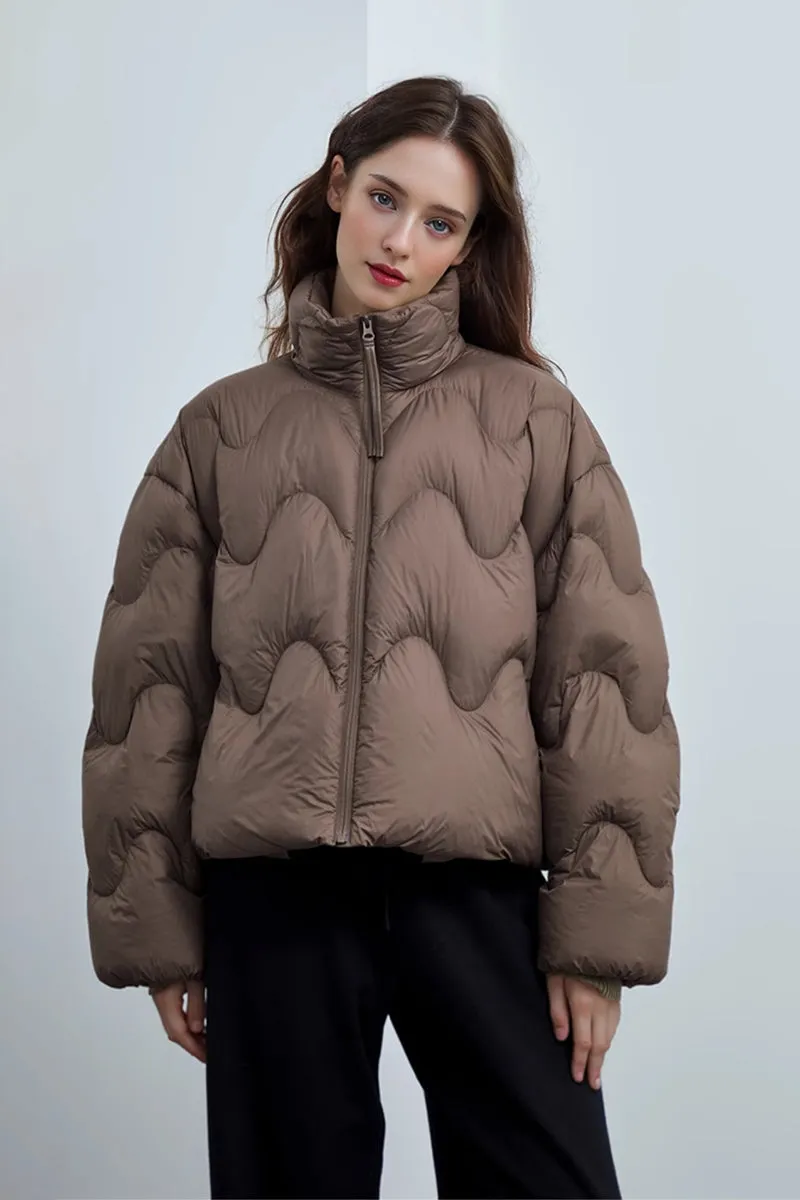 Boxy Quilted Cropped Down Puffer Jacket