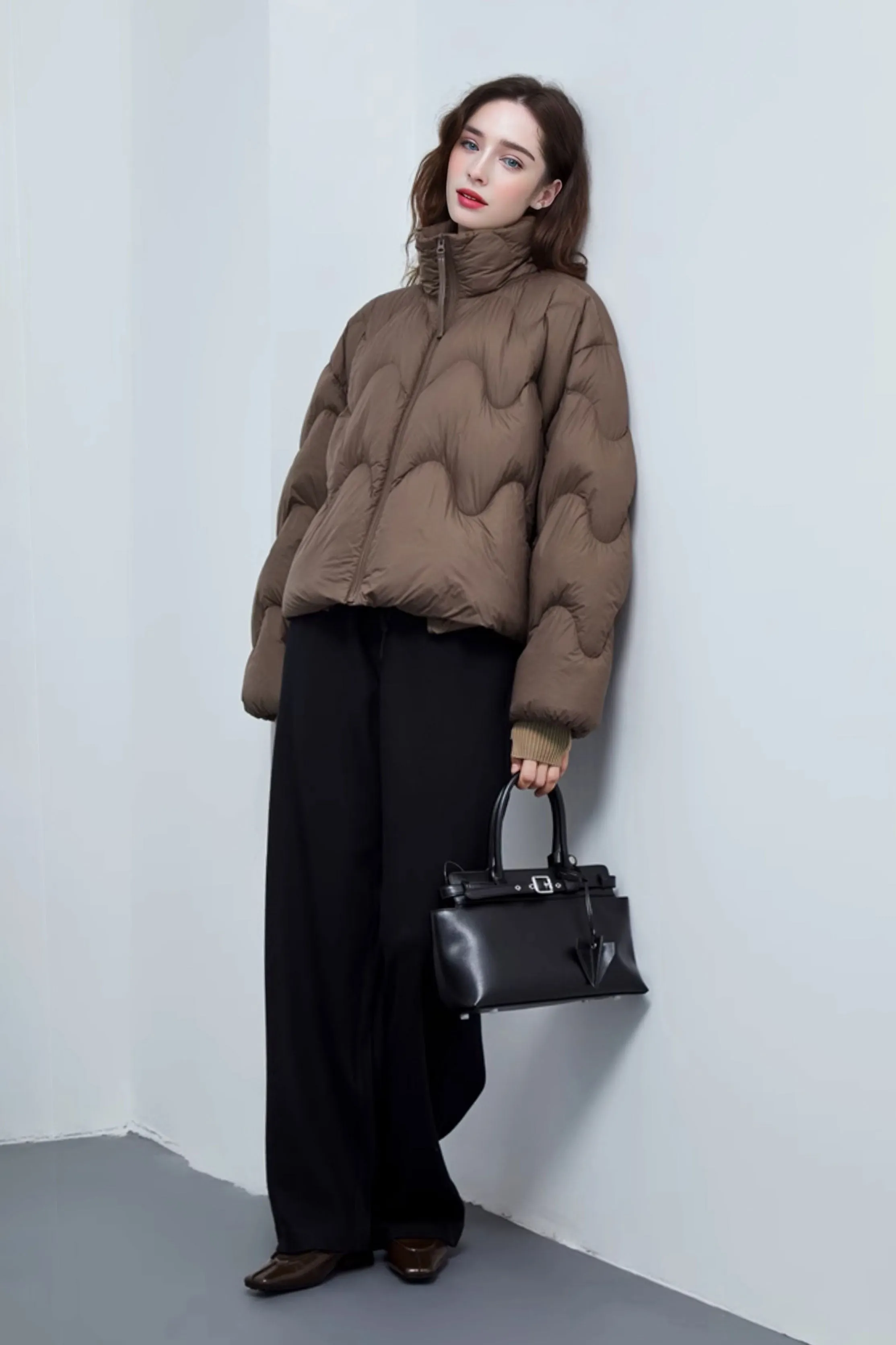 Boxy Quilted Cropped Down Puffer Jacket