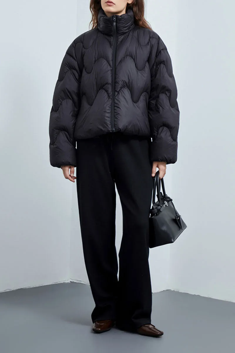 Boxy Quilted Cropped Down Puffer Jacket