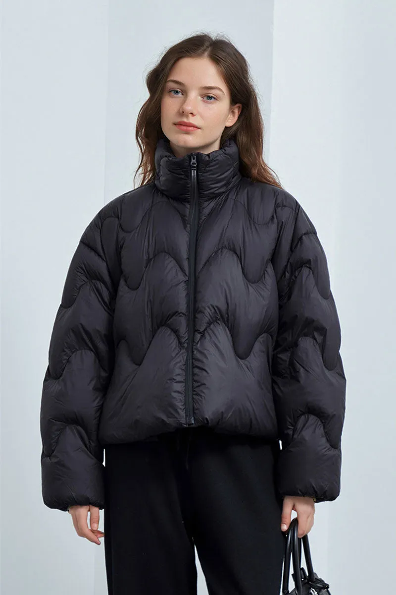 Boxy Quilted Cropped Down Puffer Jacket