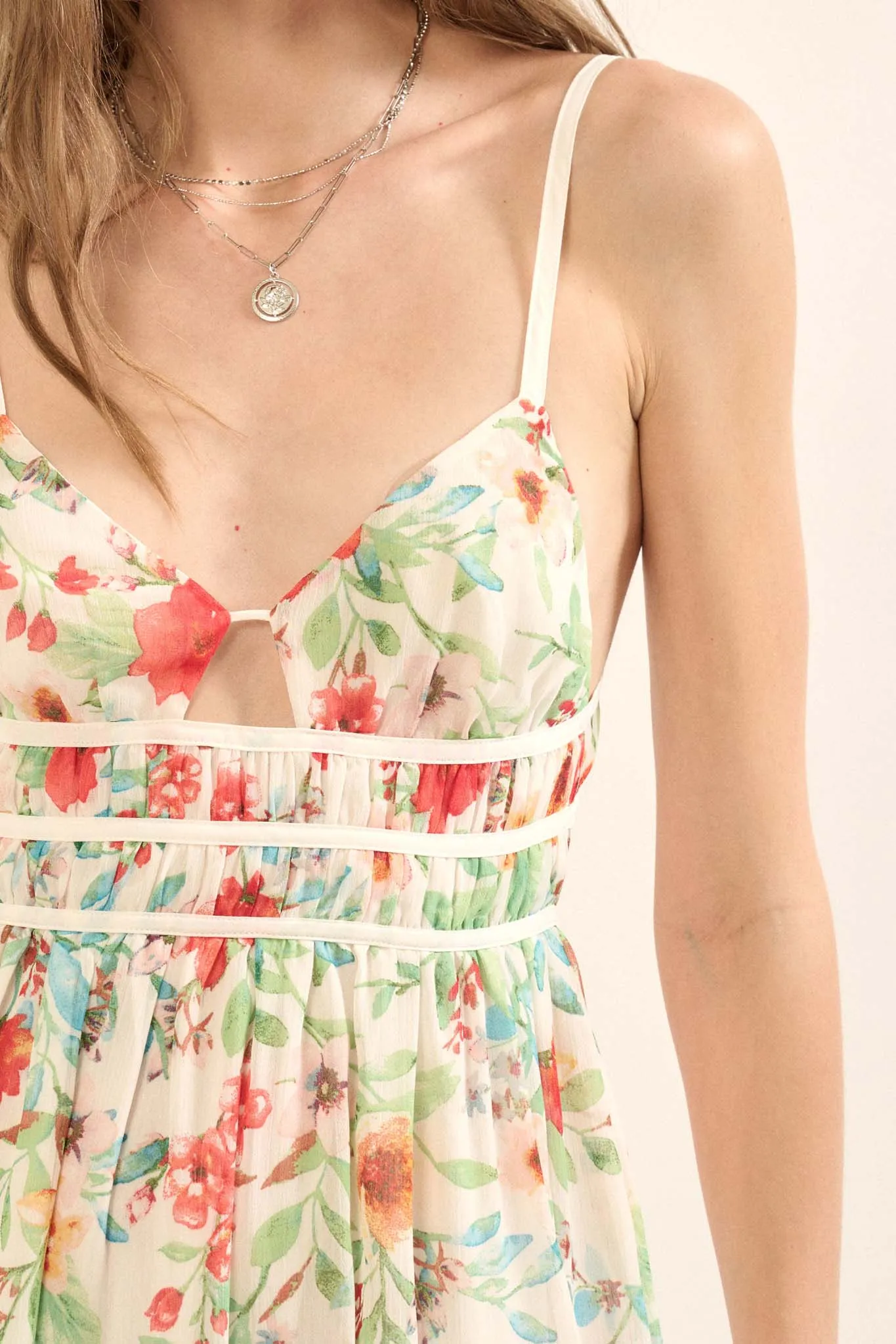 Caribbean Dream Floral Chiffon Maxi Sundress