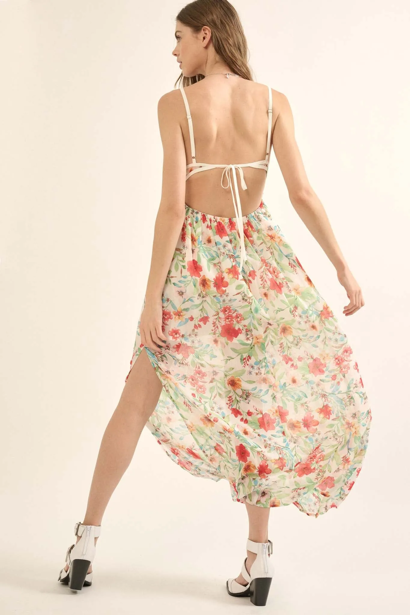 Caribbean Dream Floral Chiffon Maxi Sundress