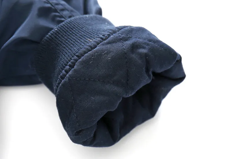 Cartoon embroidered Bomber Jacket for Boys. Navy blue.