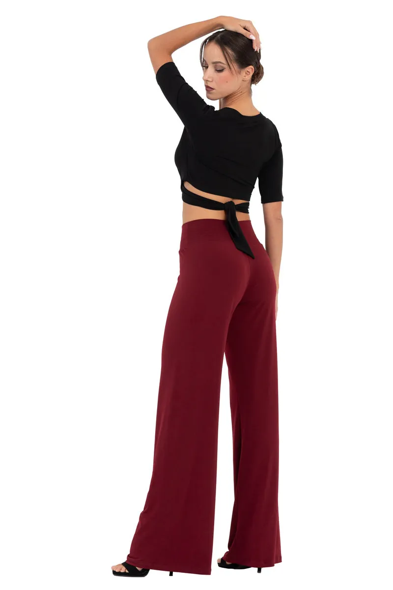Casual Wide Leg Pants (S) (Olive Green)