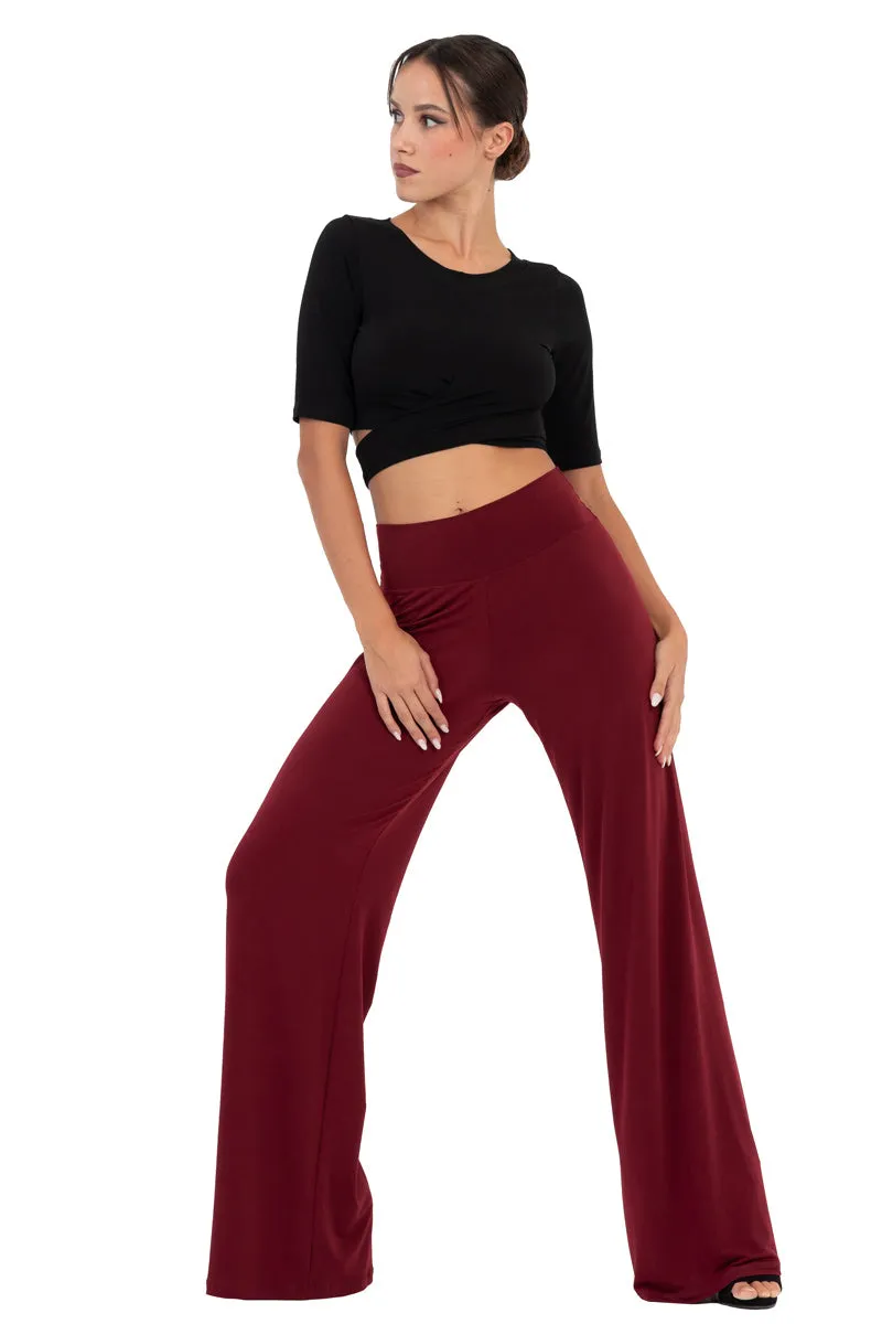 Casual Wide Leg Pants (S) (Olive Green)