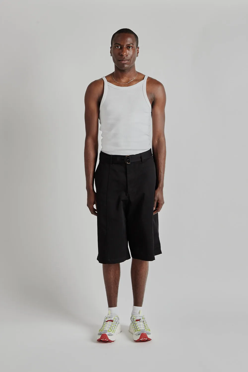 Chino Belted Work Bermuda Shorts - Black