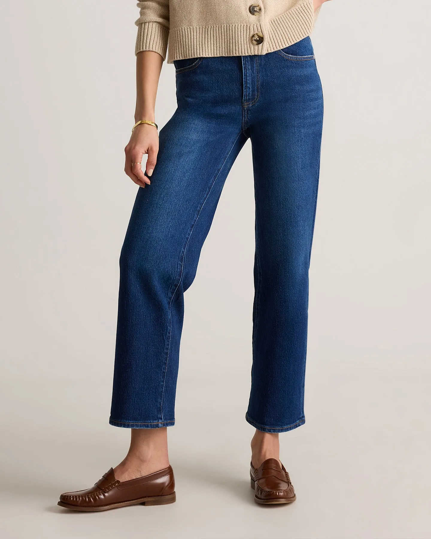 Comfort Stretch High Rise Cropped Straight Jeans