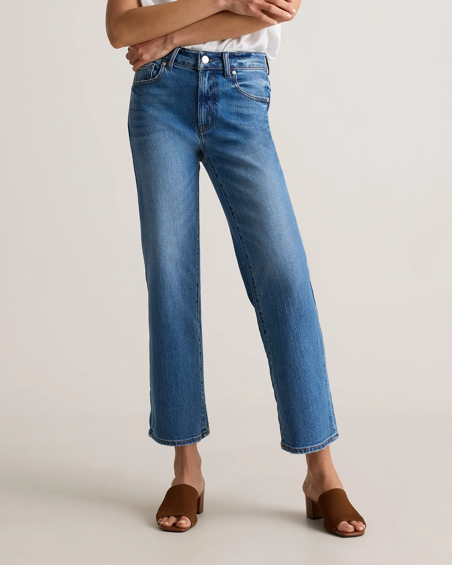 Comfort Stretch High Rise Cropped Straight Jeans