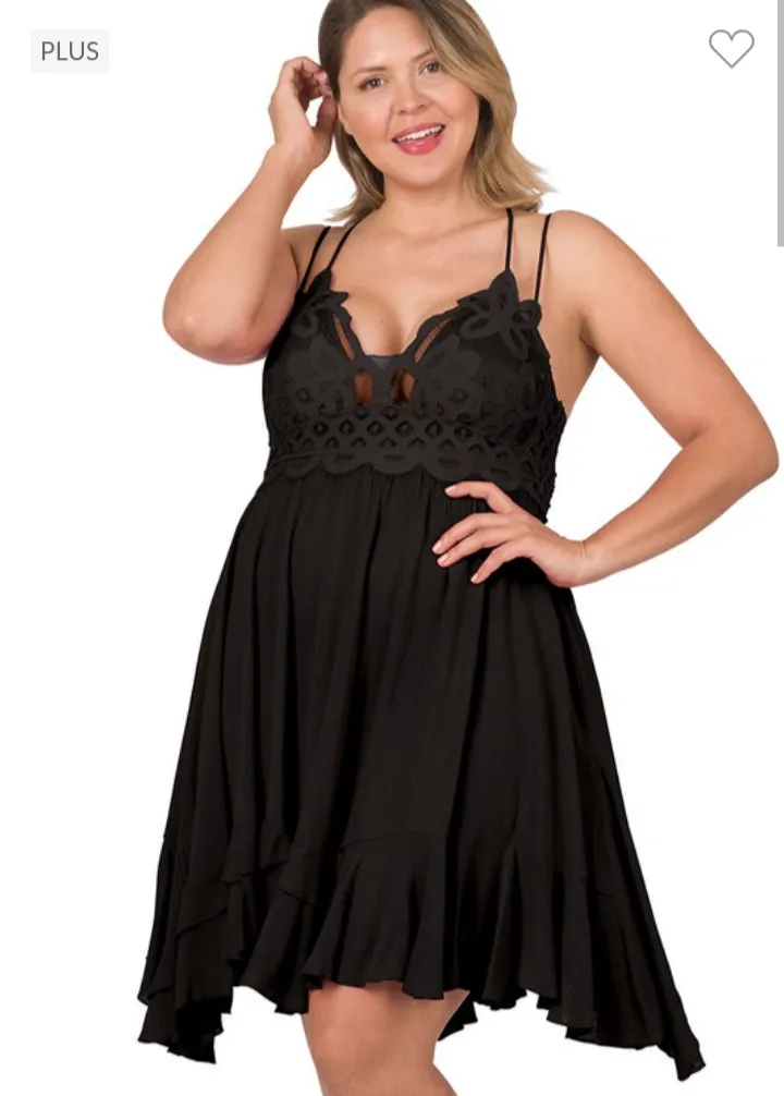 Crochet Lace Bodice Dress (2 color options)