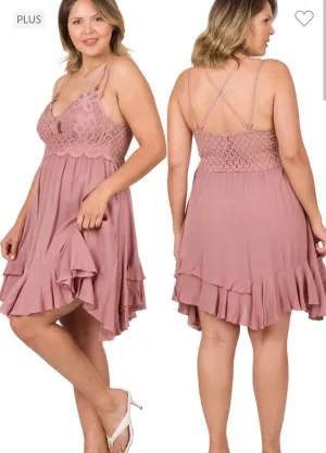 Crochet Lace Bodice Dress (2 color options)