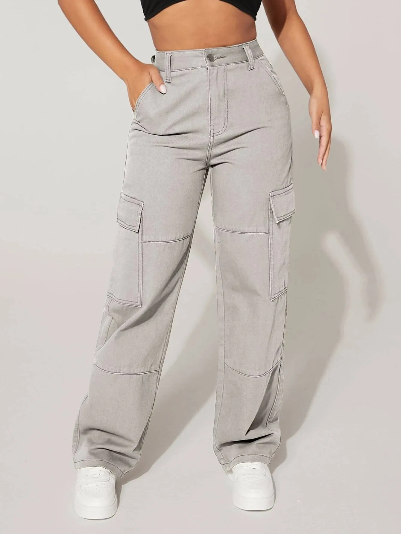 Denim Zipper Cargo pants