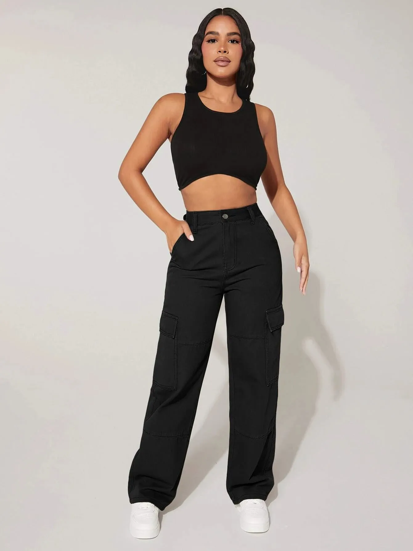 Denim Zipper Cargo pants