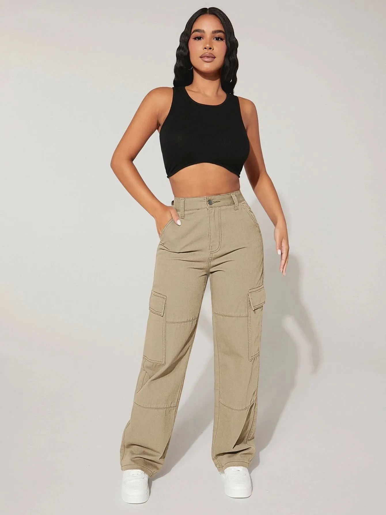 Denim Zipper Cargo pants