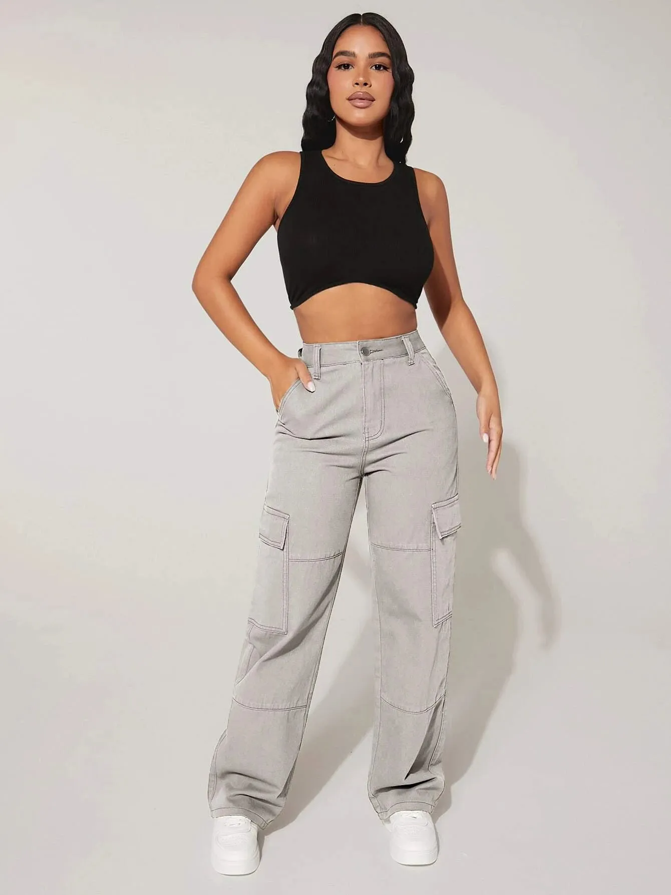 Denim Zipper Cargo pants