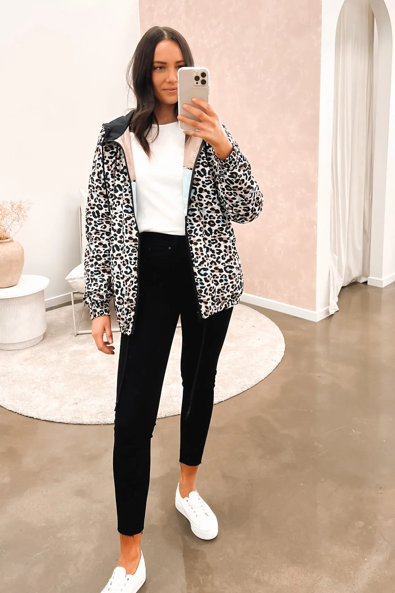 Eclipse Spray Jacket Blue Tan Leopard