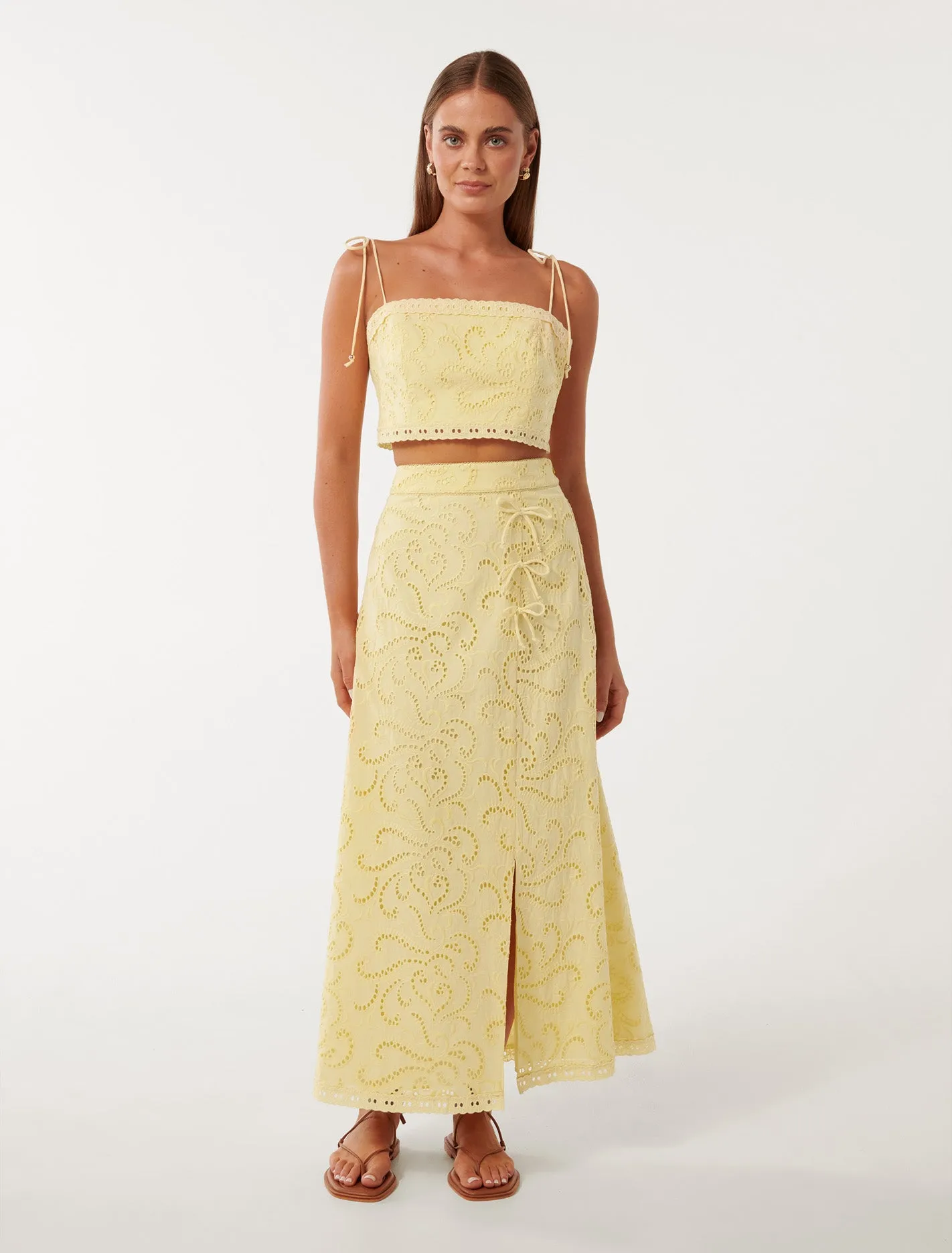 Emelia Broderie Midi Skirt