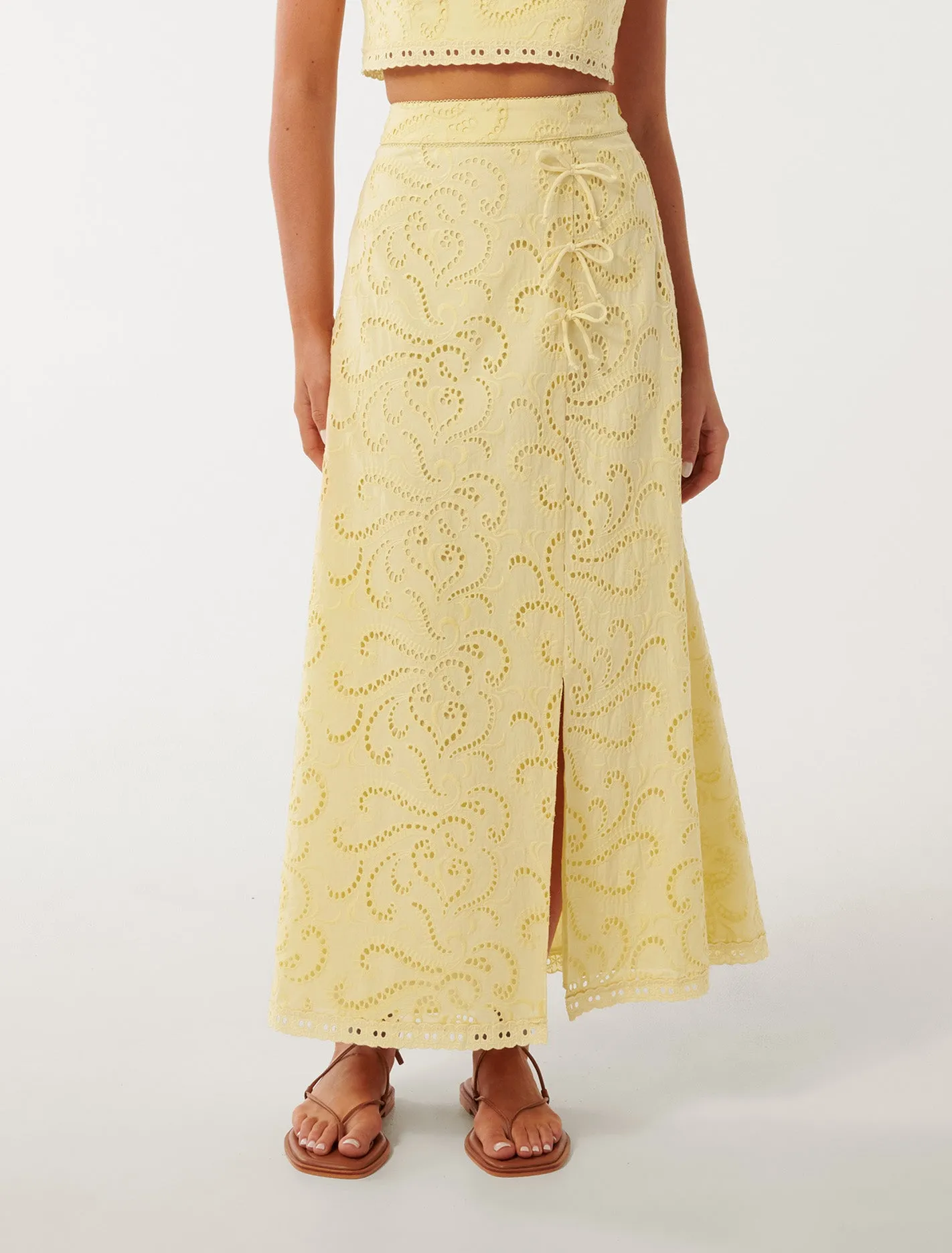 Emelia Broderie Midi Skirt