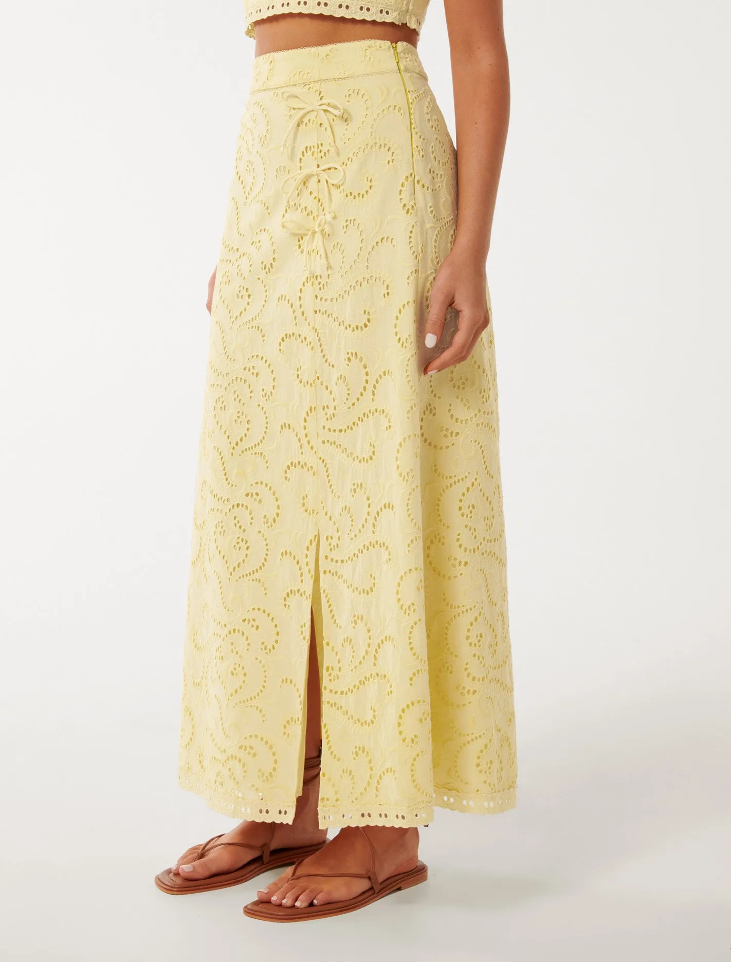 Emelia Broderie Midi Skirt