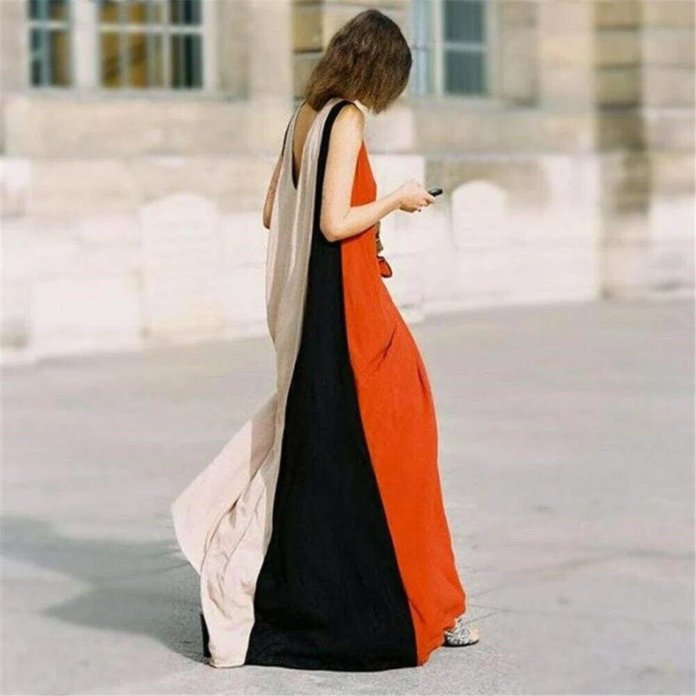 FashionSierra - Summer Women's Patchwork Sleeveless Loose Maxi Dress New Fashion Ladies Clubwear Holiday Casual Long Sundress