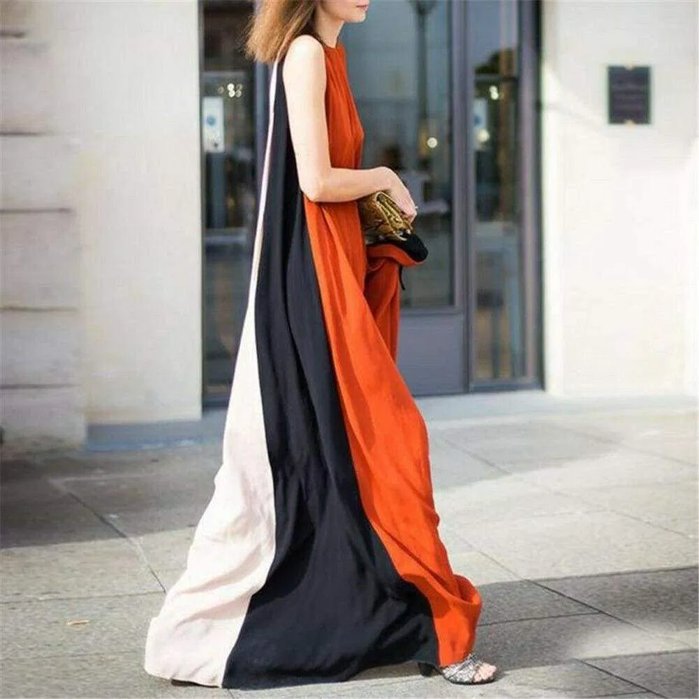FashionSierra - Summer Women's Patchwork Sleeveless Loose Maxi Dress New Fashion Ladies Clubwear Holiday Casual Long Sundress