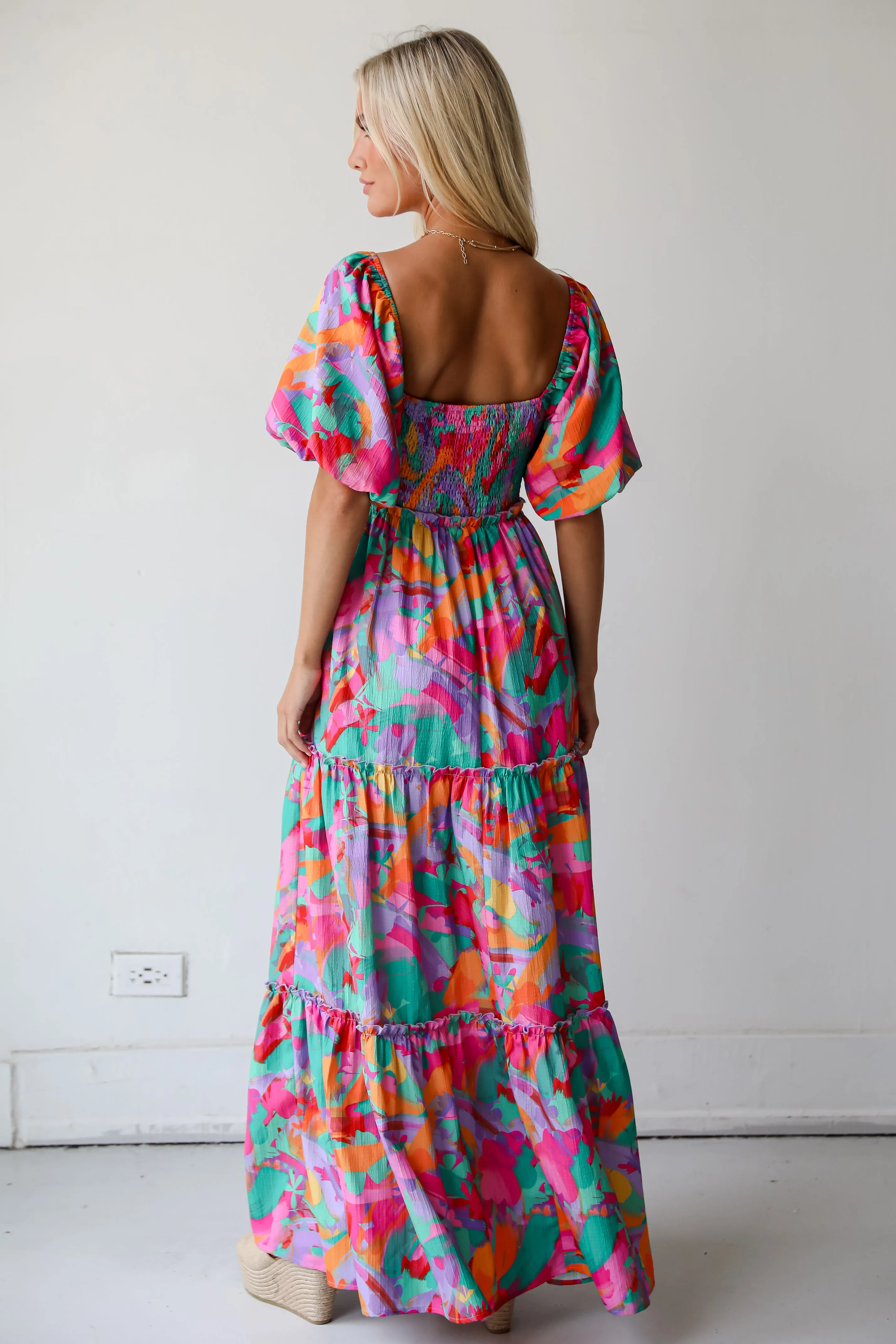 FINAL SALE - Sunny Concept Lavender Floral Tiered Maxi Dress