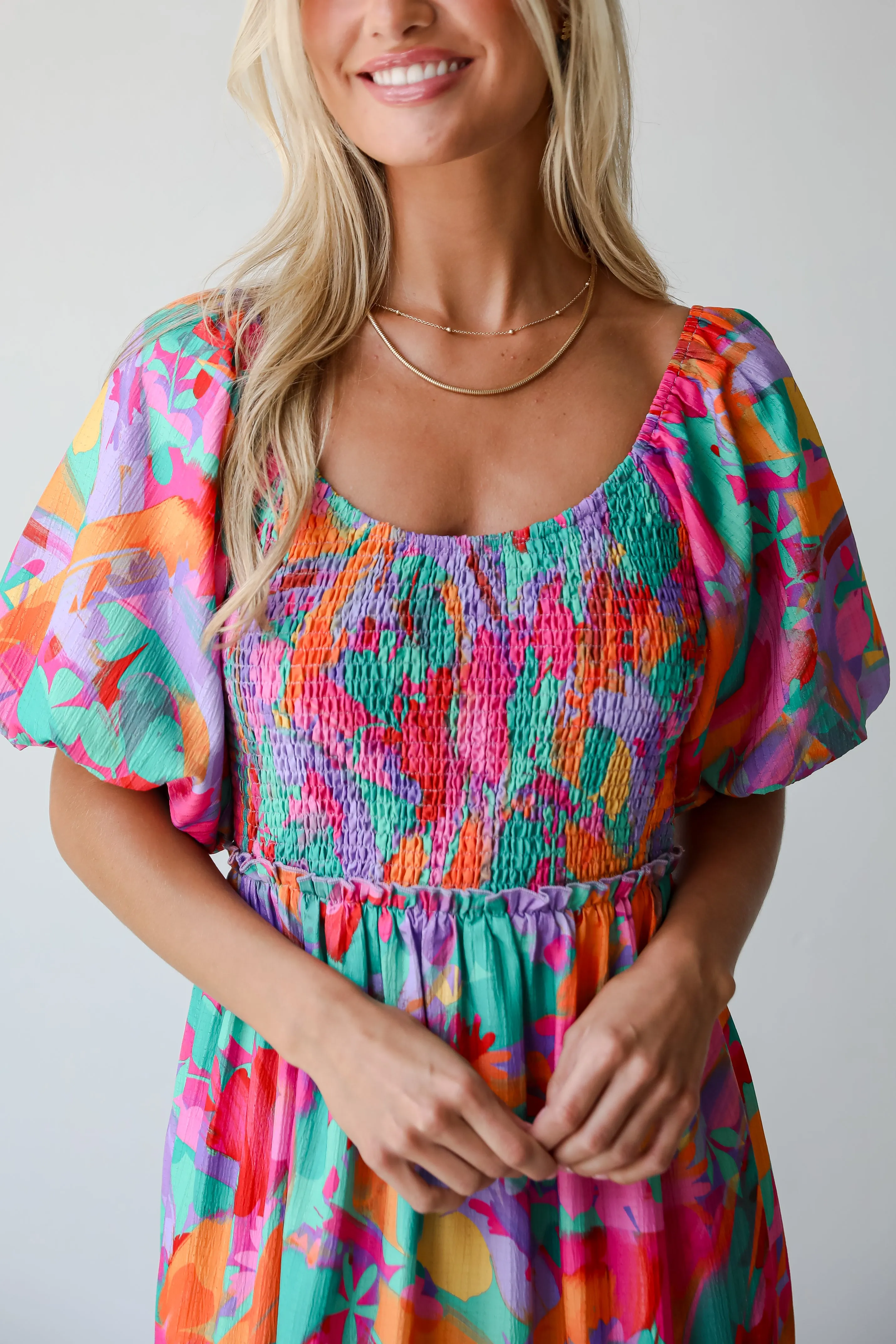 FINAL SALE - Sunny Concept Lavender Floral Tiered Maxi Dress